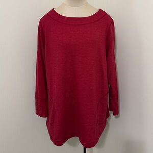 J Jill 2X Red Thermal Tunic Top ~ Classic Basic Minimalist Pockets